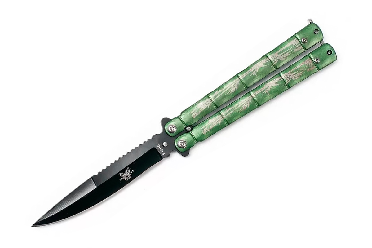 Нож-бабочка Зеленый Бамбук